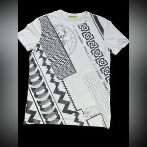 👚As Is Versace Jeans VJC White Black Graphic tTee T-Shirt M